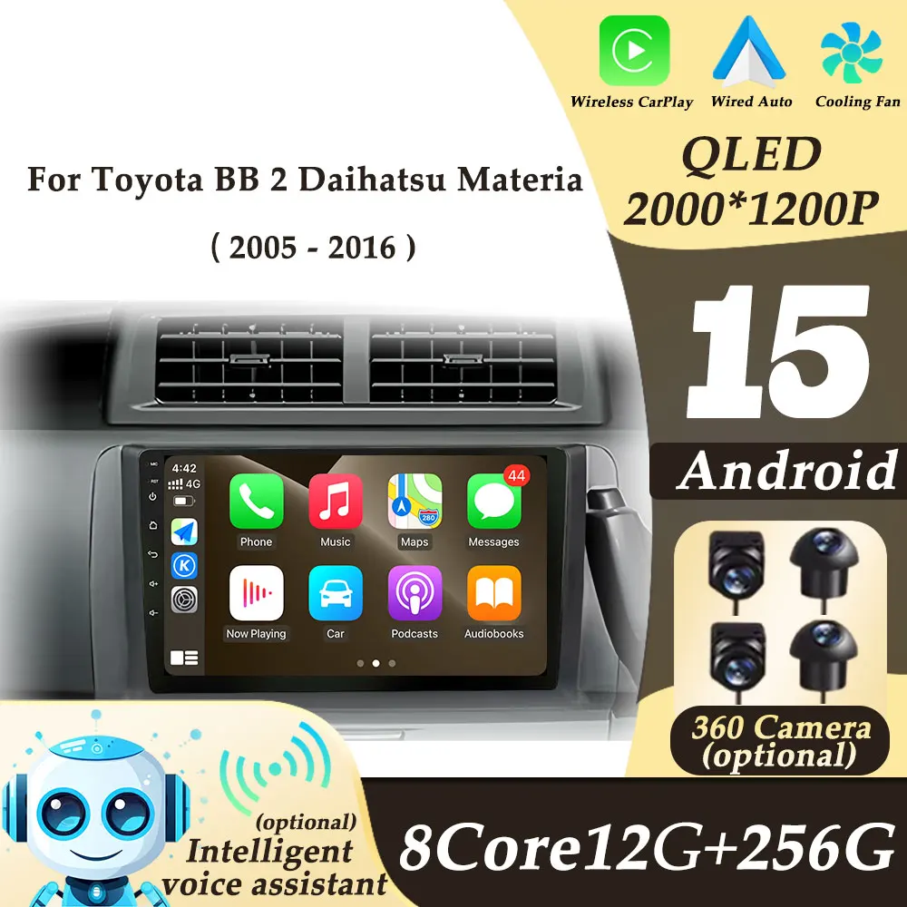 Car Radio Multimedi Player Wireless CarPlay for Toyota BB 2 Daihatsu Materia 2005-2016 Auto Tools GPS Navi 2K QLED BT No 2 Din