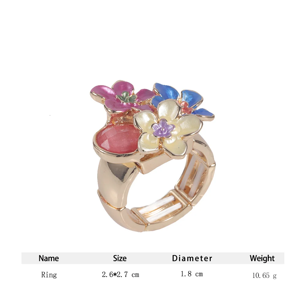 Cring Coco Flower Ring Accessories Free Shipping Female Fashion Enamel Ring New in Adjustable Resin Rings Jewelry for Women