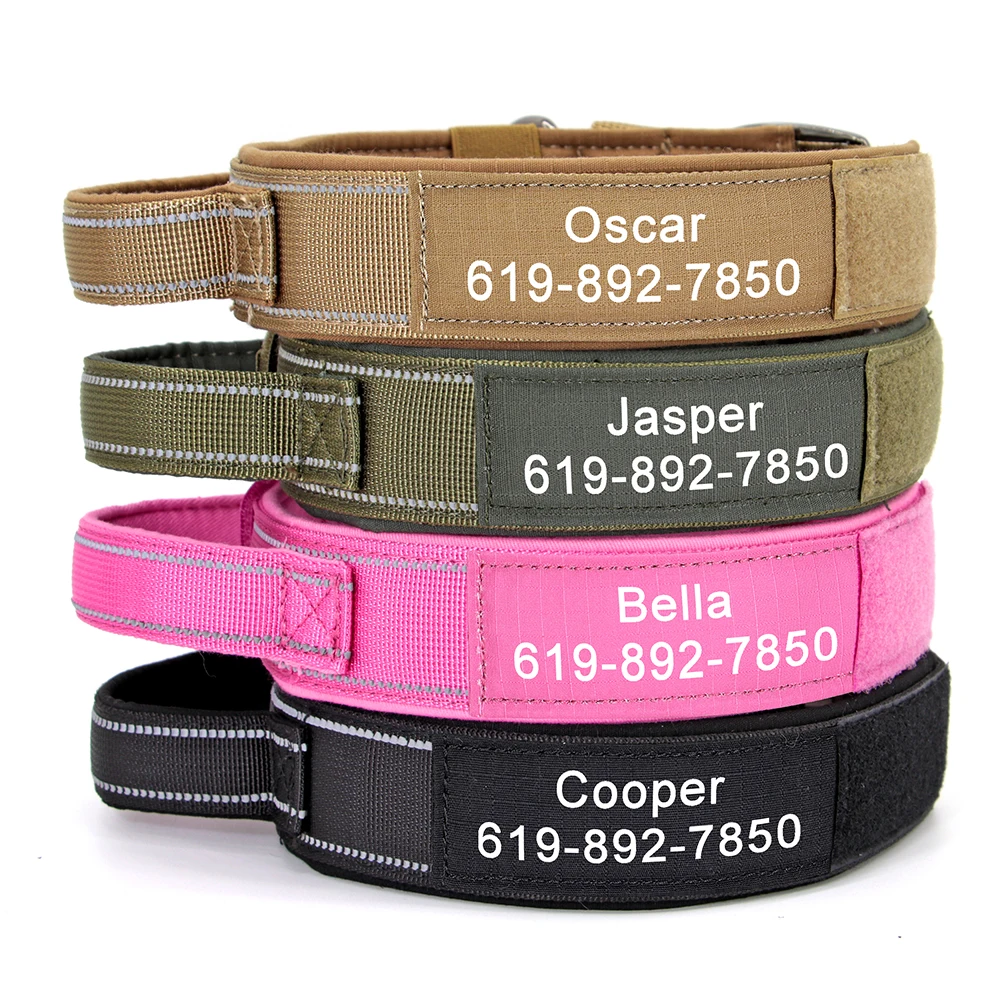 Military Tactical Dog Collar Personalized Strong Dog Training Collars With Handle Durable For Medium Large Dogs German Shepard