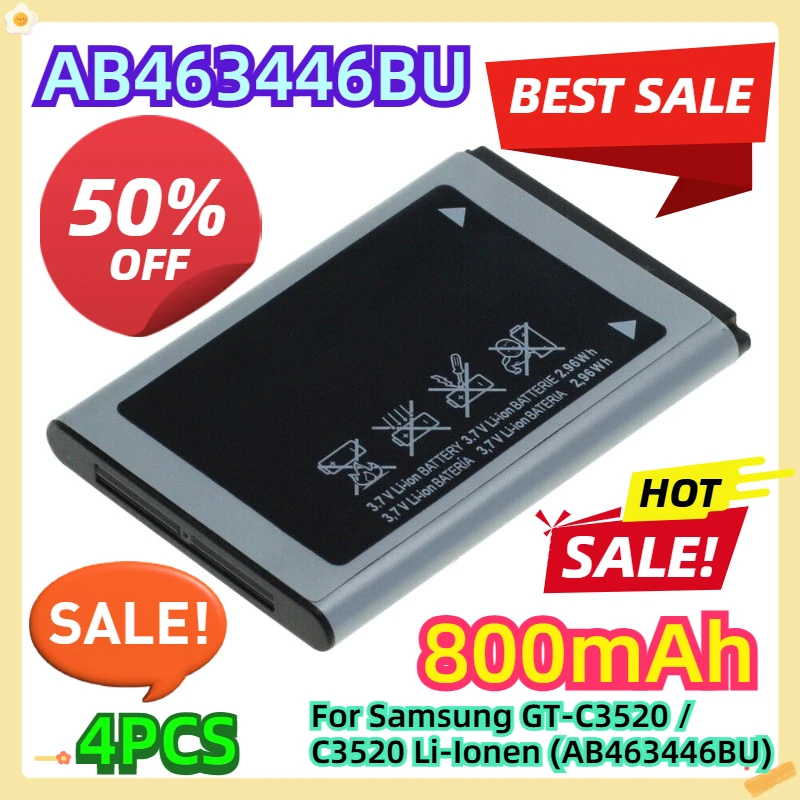 

For Samsung GT-C3520 / C3520 Li-Ionen (AB463446BU) 800mAh 4pcs