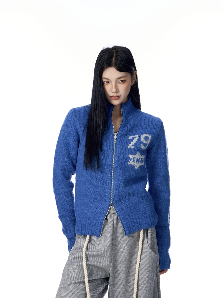 

Street Sle Knitted ort Sweater Women's Autumn Winter Faion Brand Lazy Sle Zipper Cardigan Coat Spicy Girl Open irt