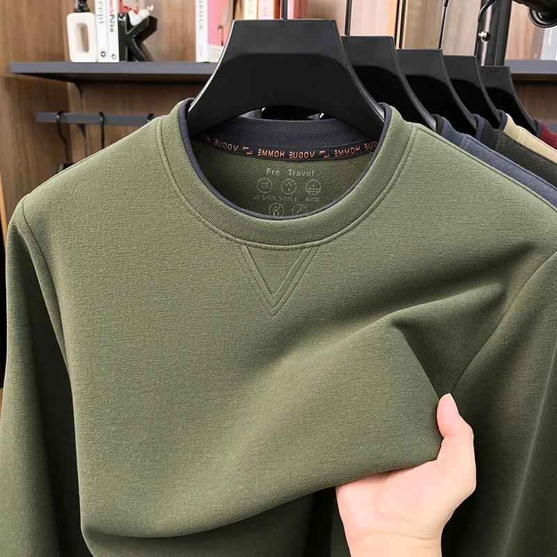 Fashion Brand Men's New sweatshirt luxury personality double-layer round neck design long sleeve T-shirt casual comfort pullover