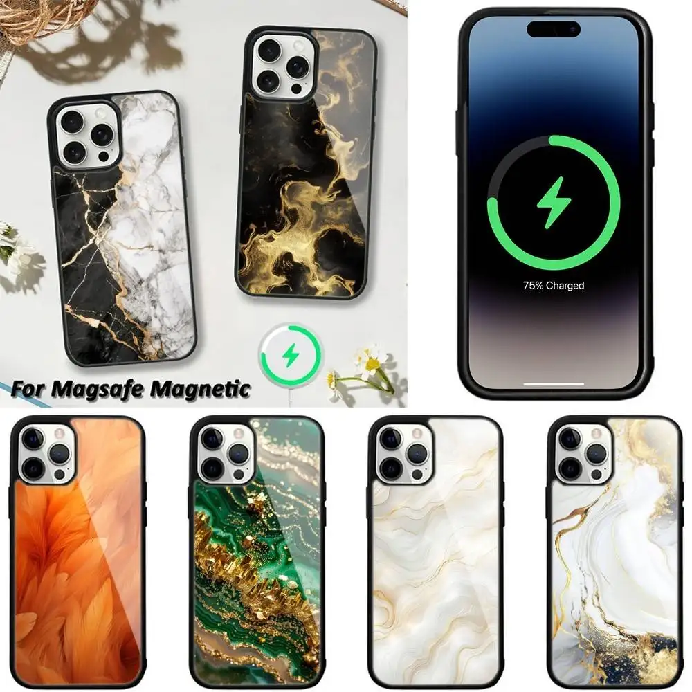 

Colorful Marble Phone Case For iPhone 16,15,14,13,12,11,Plus,Pro,Max,Mini Magsafe Magnetic Wireless Charging