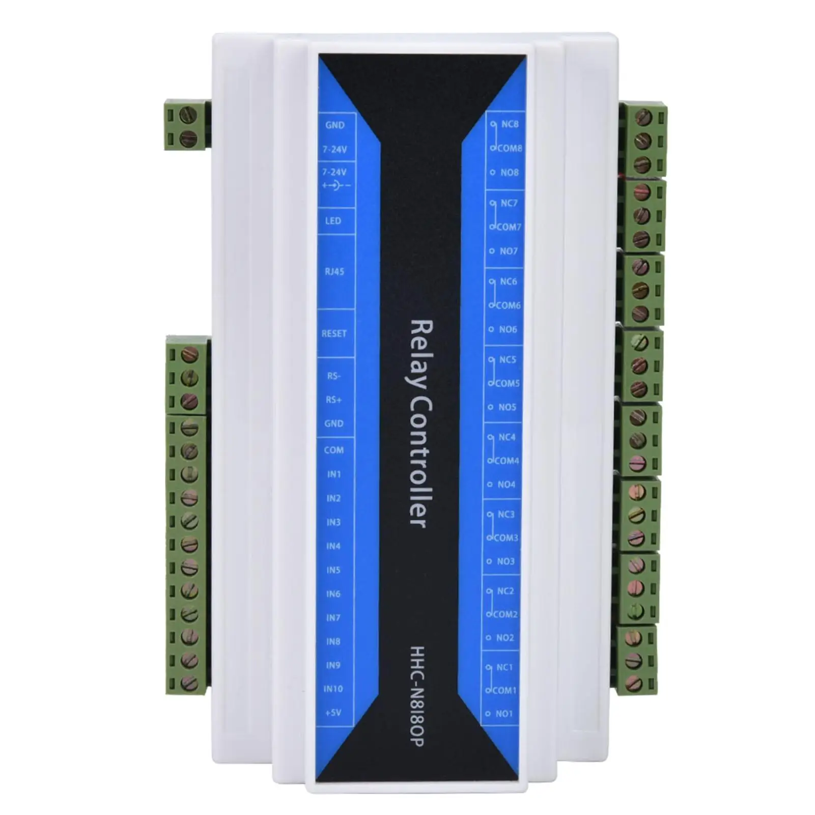 8 Channel Remote Control TCP Relay Module DC 7-24V Ethernet to RS485 Security Device