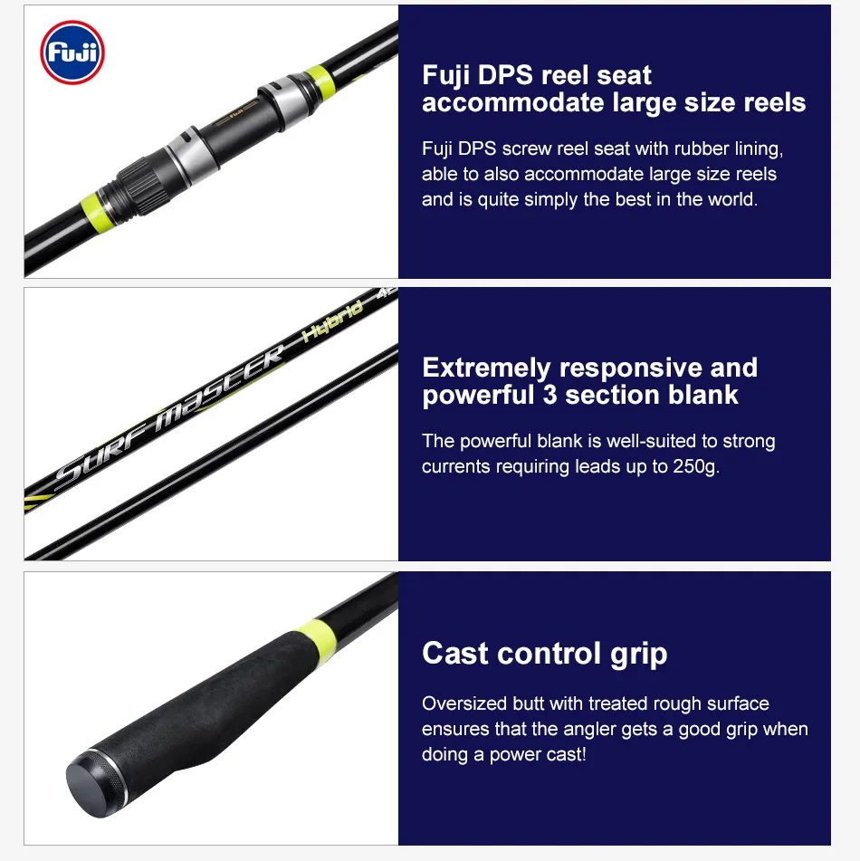 NOEBY Surf Casting Angelrute 4,25 m 3 Abschnitte Solid Carbon Tip Fuji Guide DPS Rollenhalter Sinker 100-250 g Long Casting Surf Ruten – Detail 8