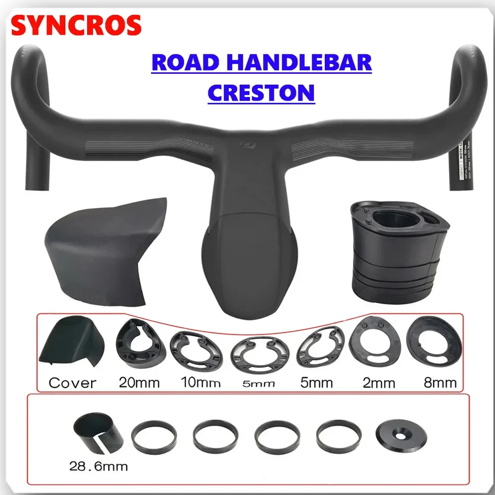 

Syncros Creston Road Bicycle Carbon Handlebar Internal Wiring Integration Bike Carbon Fiber Handle 380-440mm 90/100/110/120mm