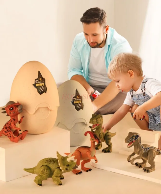 Children's hatching deformation dinosaur egg toy boy Tyrannosaurus Rex electric simulation animal Velociraptor model