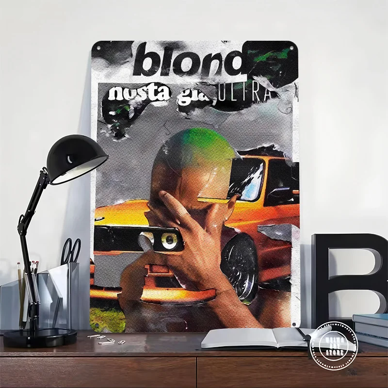 Frank Ocean Blonde Album Cover Poster Customized Vintage Metal Signs Wall Art Retro Tin Plaque for Garage Room Decor Men Home
