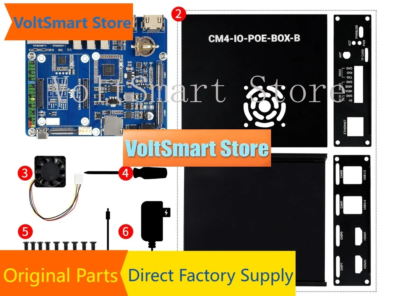 VoltSWaveshare Dual Gigabit Ethernet Mini-Computer Based On Raspberry Pi Compute Module 4 (NOT Included), Metal Case,with Coolin