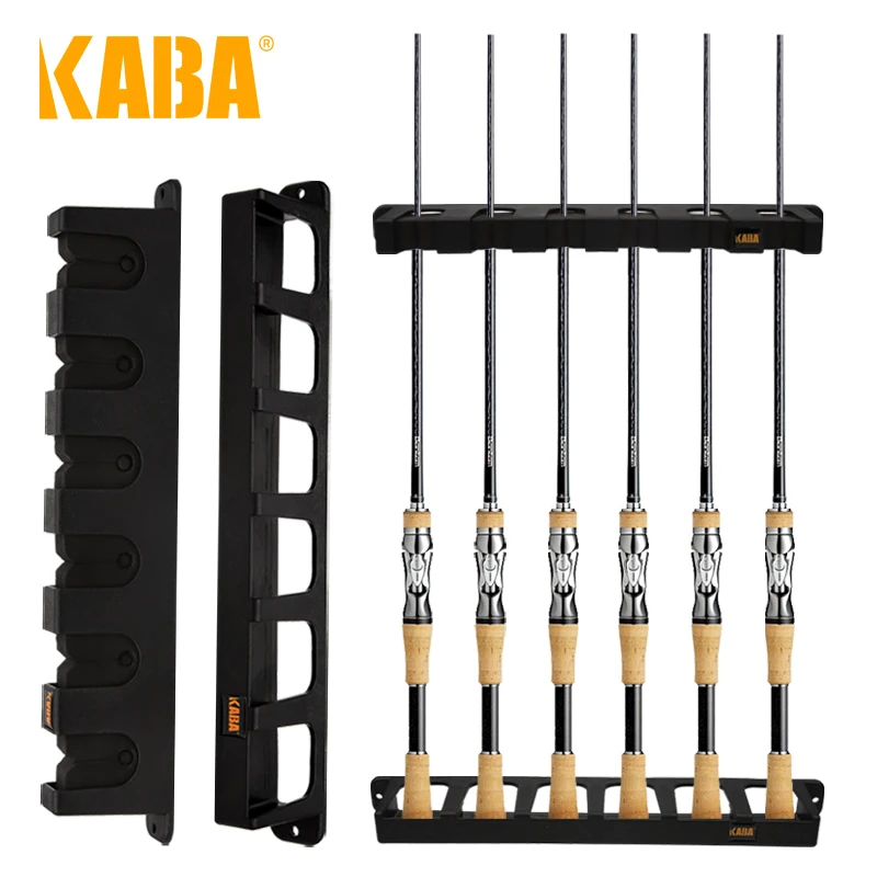 KABA Fishing Rod Rack Pole Holders Black Wall-mounted High-strength ABS For Garage Fishing Pole Display Stand Fixed Frame