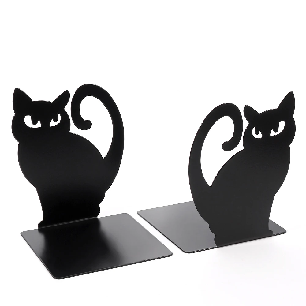 Imagem -05 - Black Cat Heavy Book Stand Book Rack Bookends Ferro Prateleira Organizador Home Desk Papelaria