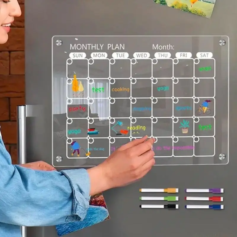 Pack of 3 Permanent Acrylic Calendar Transfers for Refrigerator Dry Remove Face