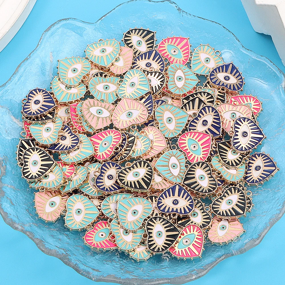 1/6/12 Buah Liontin Mata Setan Berbentuk Hati Multiwarna, Anting DIY, Natal, Thanksgiving, Aksesori Hadiah Pesta Halloween