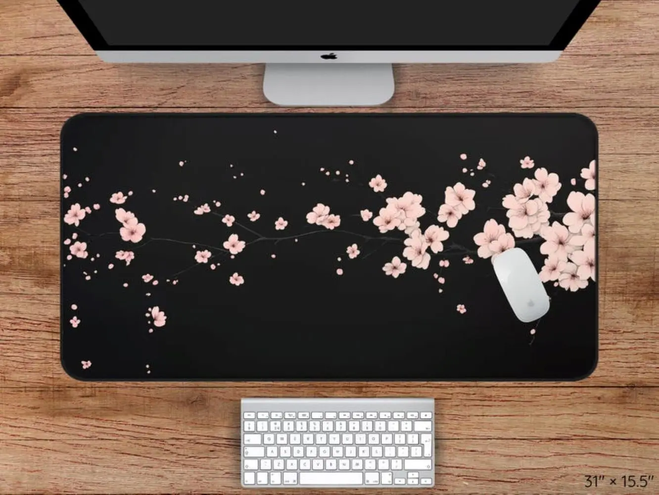 Floral Japanese-style Desk Mat, Pink Cherry Blossom Mouse Pad, Japanese Mouse Pad, Non-slip Desk Mat, Perfect Gift for Friends