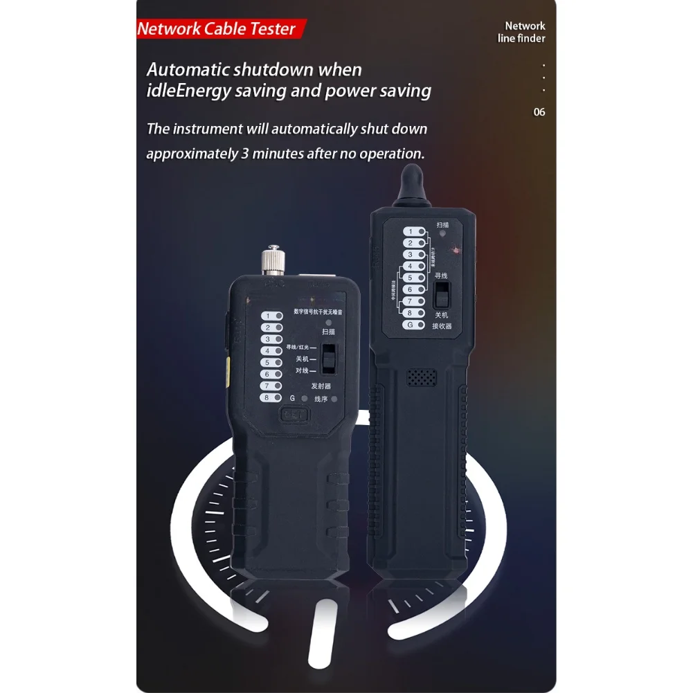 MY6817 Network Cable Tester Wire Tracer For Ethernet RJ11 Telephone Line Fault Detection Up To 3KM With Headset And LED Light