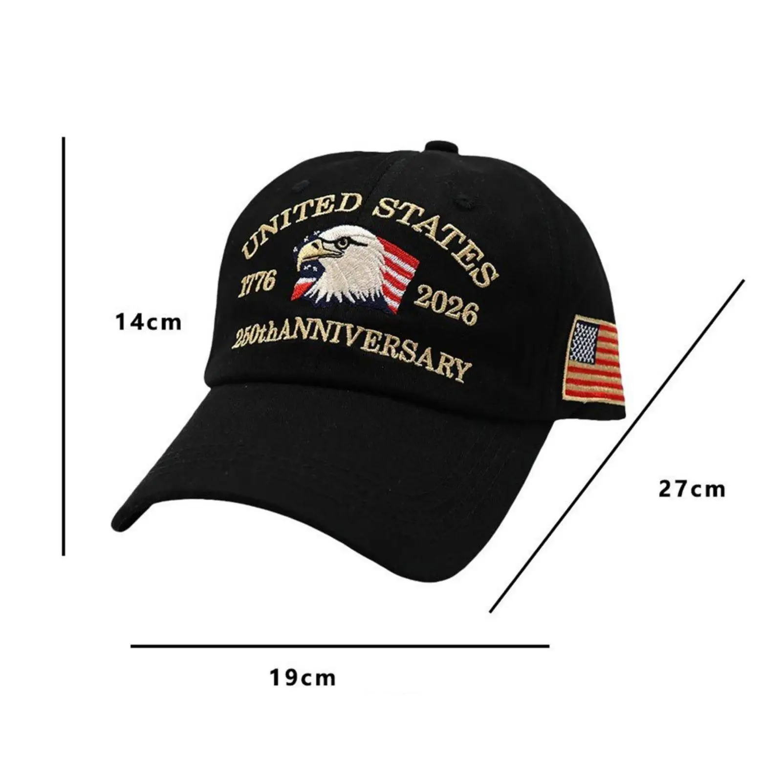 USA 250th Anniversary Hat Gender-Neutral Design Eagle Embroidered Cap 100%