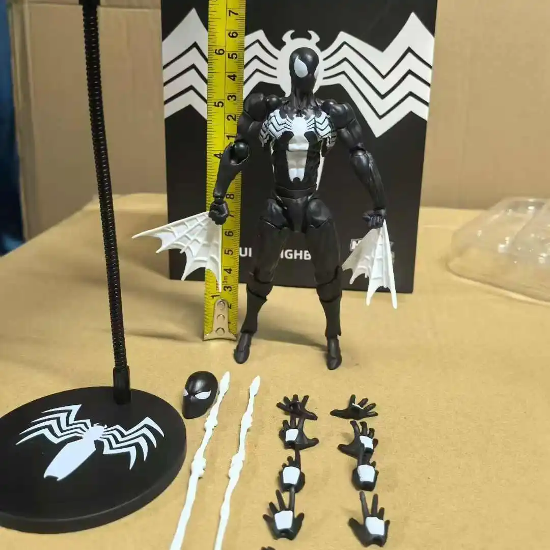 Binnenlandse versie Mess Toys Spider Man Symbiont Spiderman Messtoys Zwart pak Neighbor Scarlet Spider Action Figure Toy