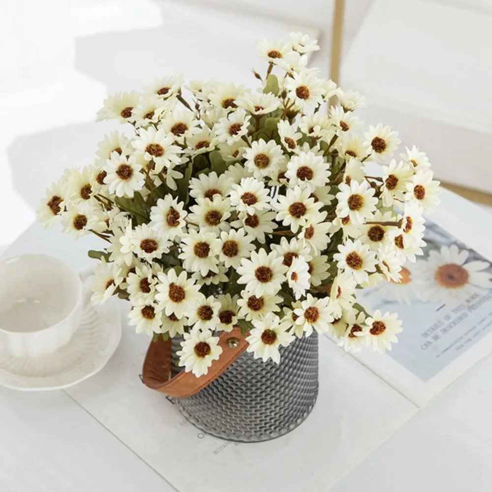 1pc Artificial Flower silk Small Daisy Hot sale Wedding Bridal Bouquet Home Outdoor garden Christmas DIY gift holiday Flowerpot