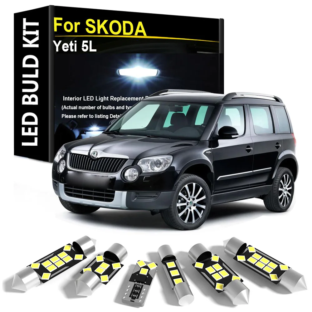 

Car Interior Light LED For SKODA Yeti 5L 2009 2010 2011 2012 2013 2014 2015 2016 2017 2018 Dome Map Vanity Mirror Light Canbus