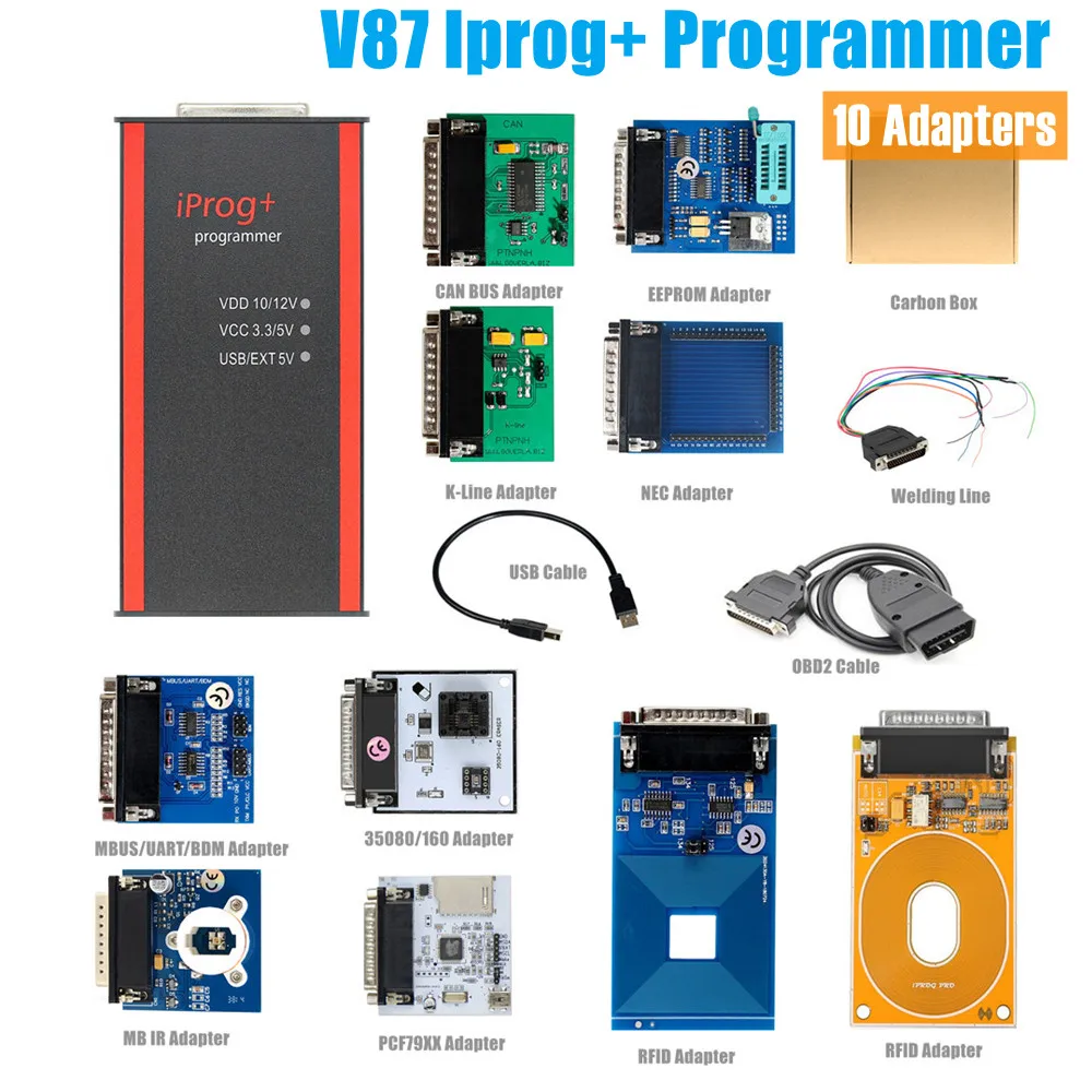 

V87 IPROG Key Programmer Full Adapter Iprog+ Pro Support IMMO SRS DAF EEPROM Dashboard MCU ECU Programing