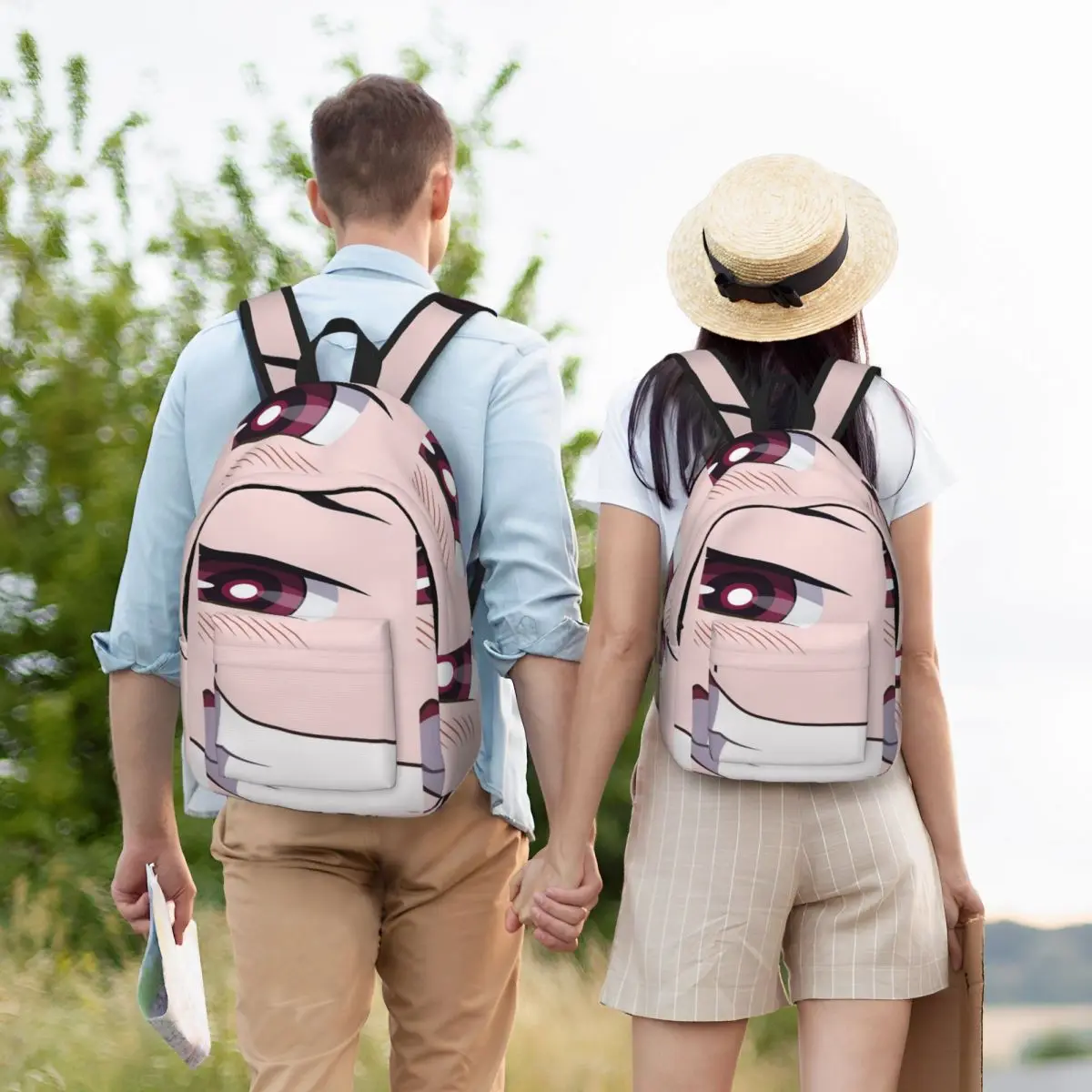 أنيمي رسم الوجه أنيمي الأرجواني التلفزيون بسيطة وأنيقة على ظهره قماش حقائب الظهر #5