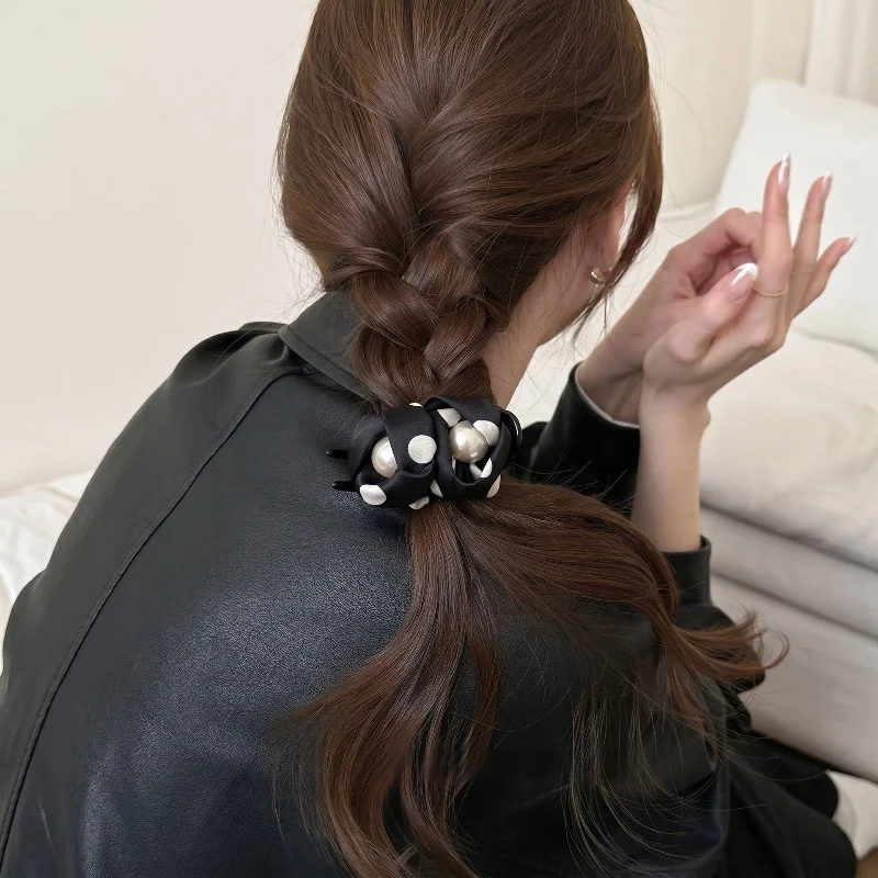 

Pearl Wave Dot Maruko Head Grip Female High End Full Back Hair Clip Ponytail Clip Headpiece Dress Accessories