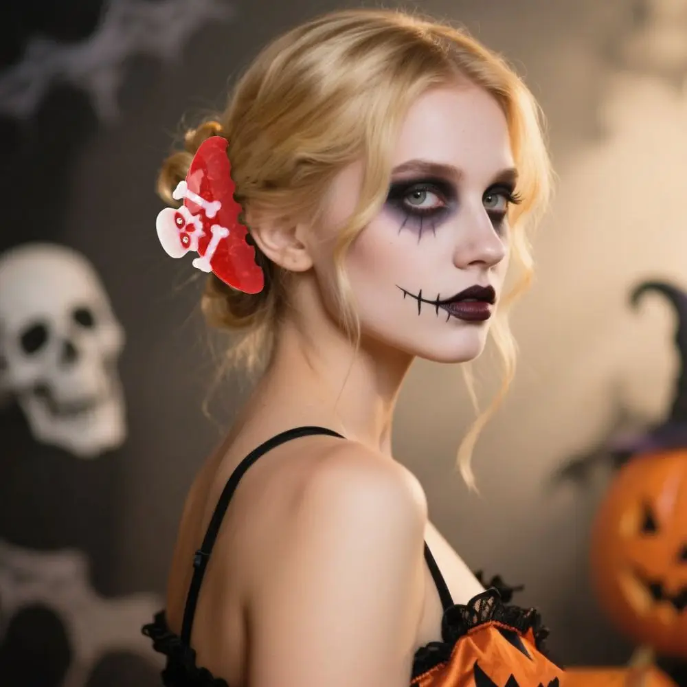

Headwear Acetate Halloween Hair Claw Spider Geometry Halloween Themed Gripper Hair Crab Clip Cross Skeleton Shark Clip Photograh