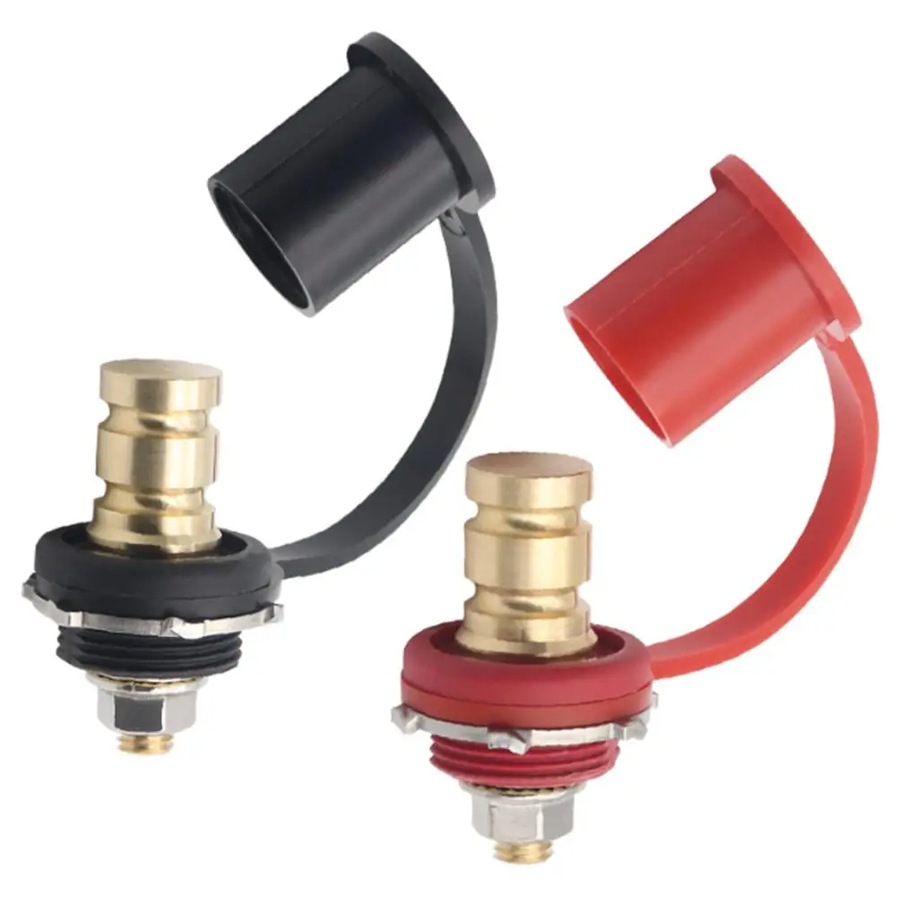 1 Pair 3/8 Stud Battery Post Remote Terminals For Car Truck Marine Jump Starting Duty Brass Connector