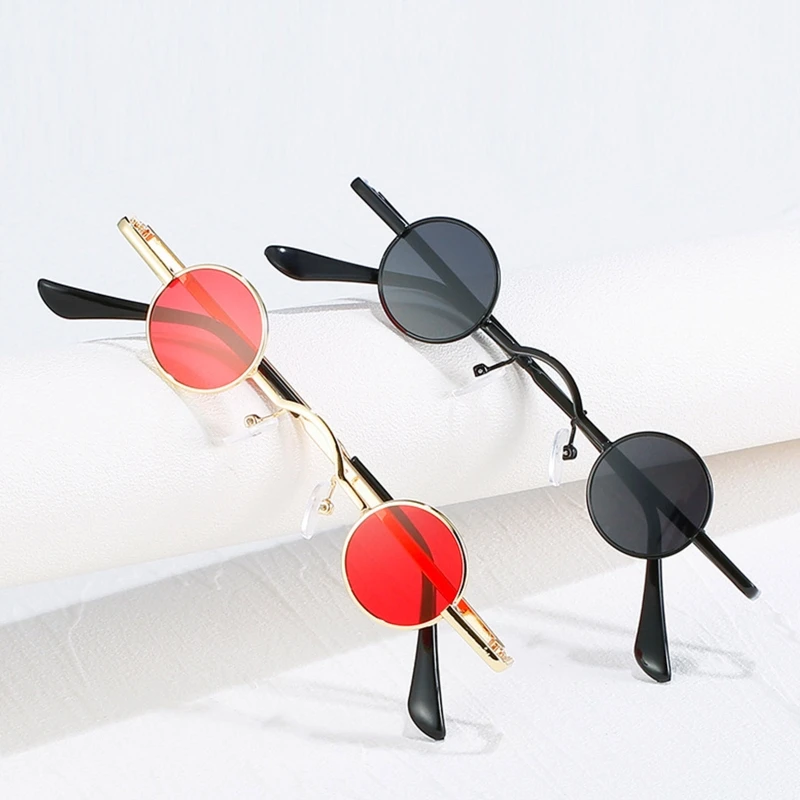 Vintage Sunglasses Colored Lens Small Frame for Women Girlfriend Taking Photo Props Fashion Decoration