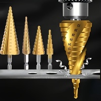 3-Piece Titanium-Coated HSS Step Bits Set Upgrade Your Drilling Capabilities - Perfect for Wood and Metal!