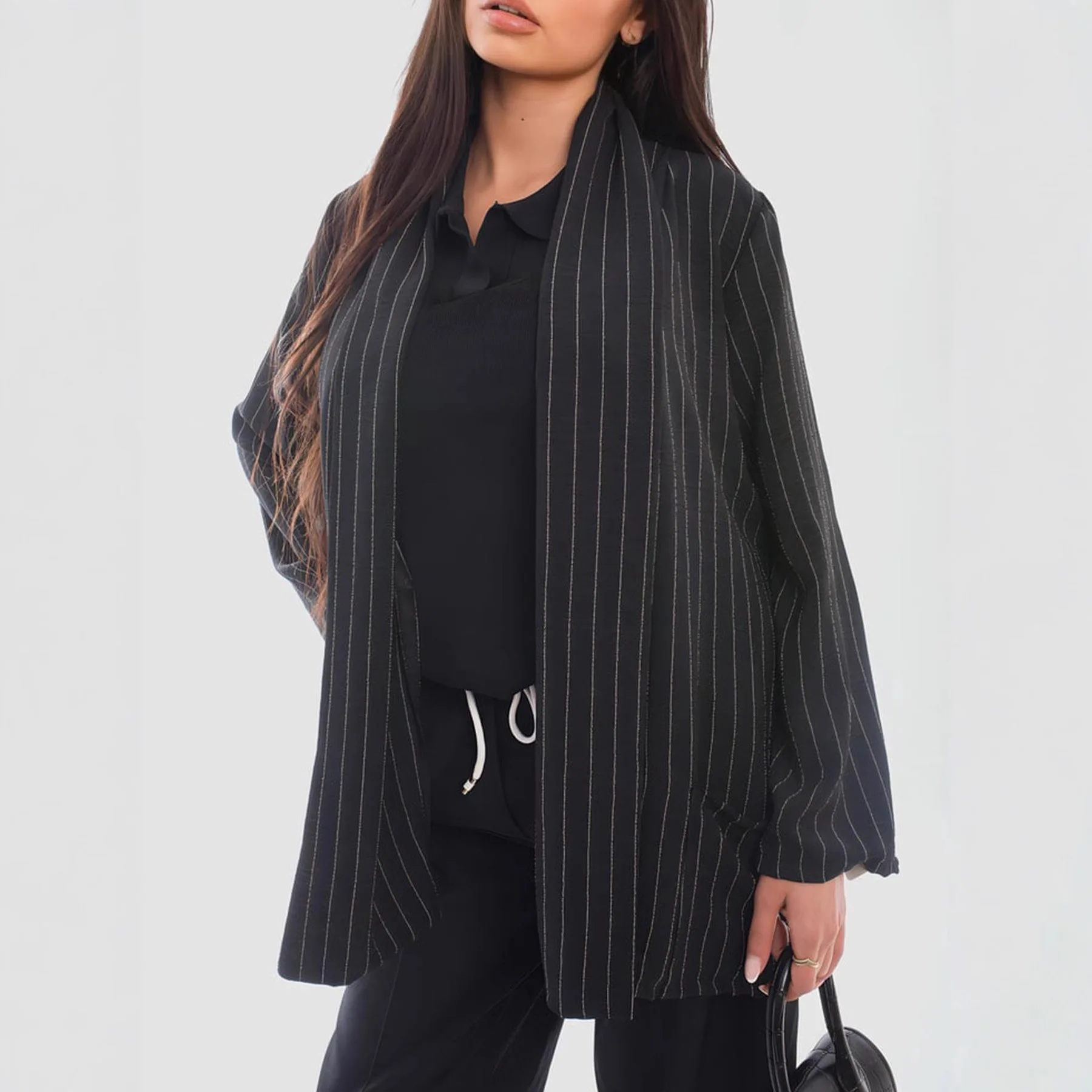 2026 Women's New Vertical Stripe Pocket Top Shirt Design Shirt