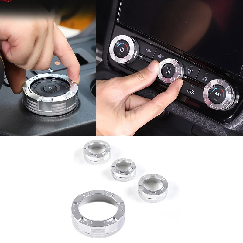 Perilla de aleación de aluminio para coche Ford Ranger 2023 2024, perilla de modo de conducción, anillo de perilla de volumen de aire acondicionado, accesorios interiores de coche