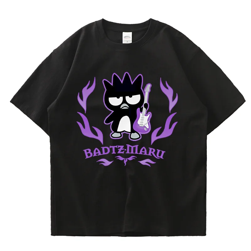 Kawaii Kuromi BADTZ MARU printed T-shirts spring and autumn Sanrio cartoon casual sports street printed T-shirts