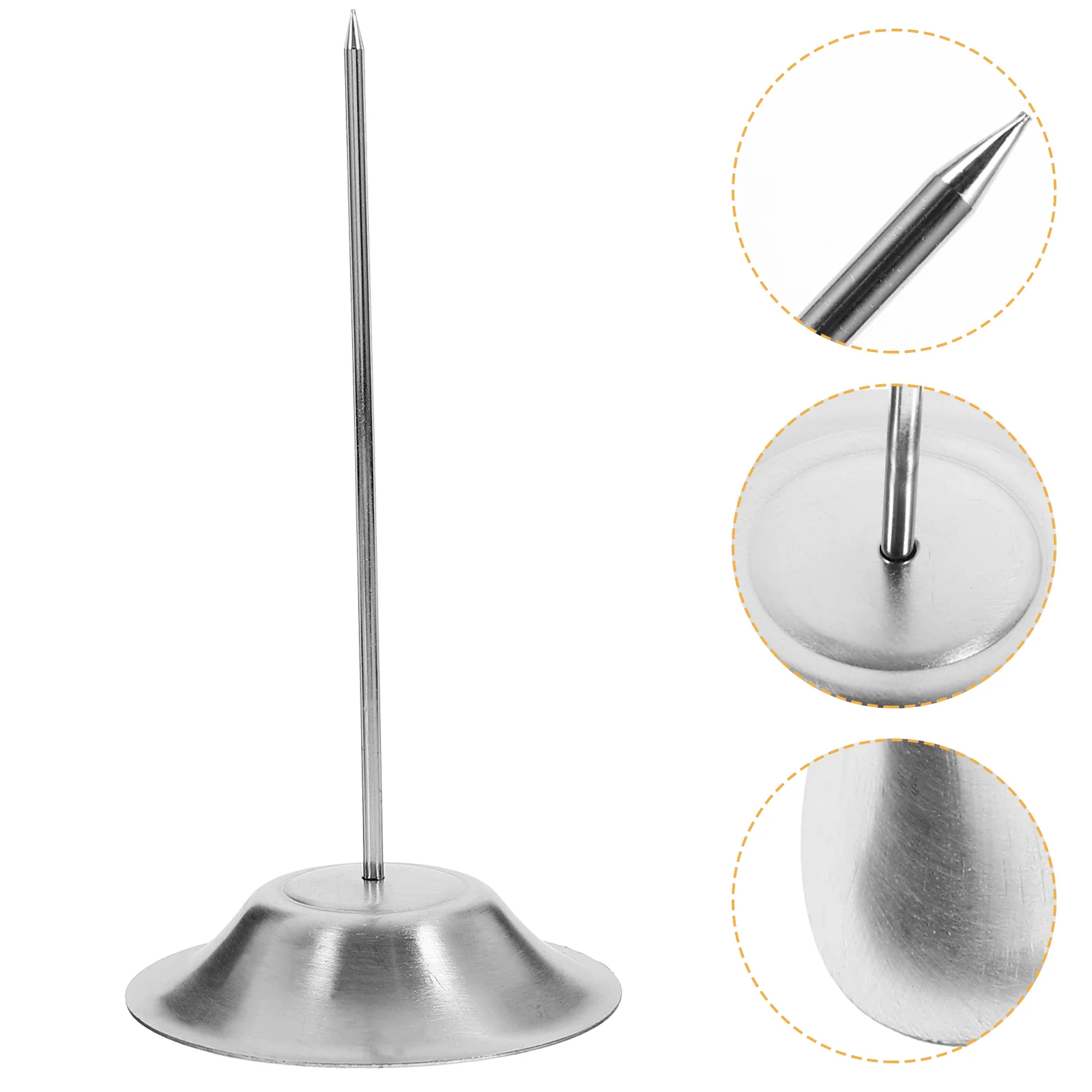 2 Pcs Restaurant Accessory for Menu Summons Receipt Needle Folder Fork Spindle Bill Holder Silver