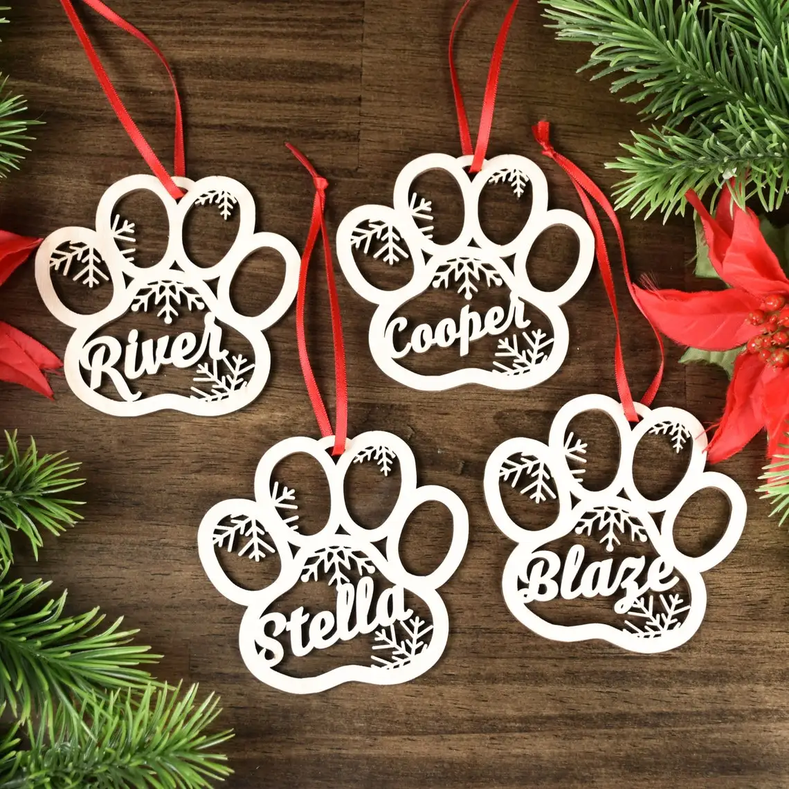 

Personalized Dog Paw Ornament | Custom Pet Christmas Ornament | Animal 2023 Ornament