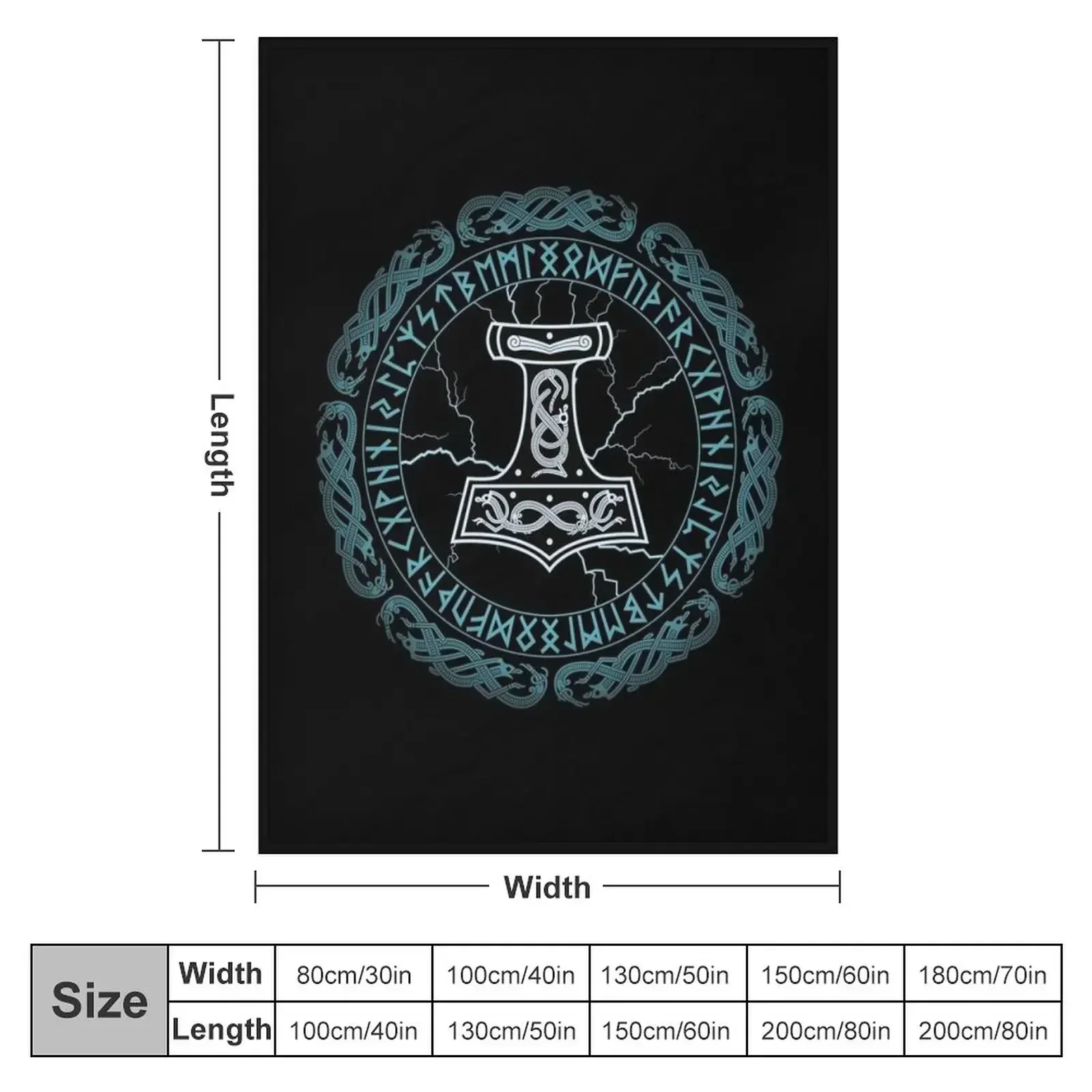 Mj?lnir Hammer of Thor Runes Throw Blanket Furry For Baby Plush Blankets