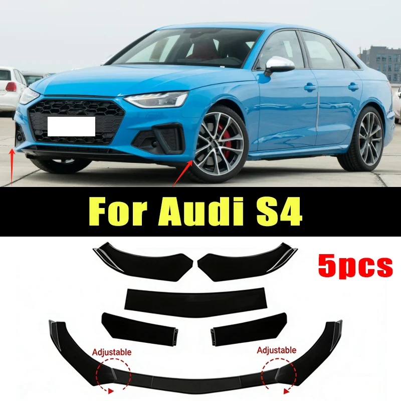 

5Pcs ABS Material Universal Car Front Bumper Separator Bumper Lip Body Kit Duck Lip Separator For Audi S4 Car Accessories