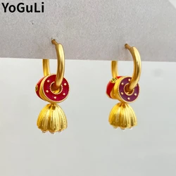 Trendy Jewelry Vintage Temperament Lotus Bud Drop Earrings For Women Female Gifts Delicate Design Ear Accessories 2024 Trend New