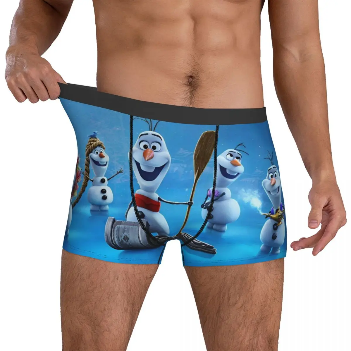 Frozen Olaf Snowman Underwear Men's Boxer Brief Elastic Boxershorts Hot Sale Printed Plus Size Panties