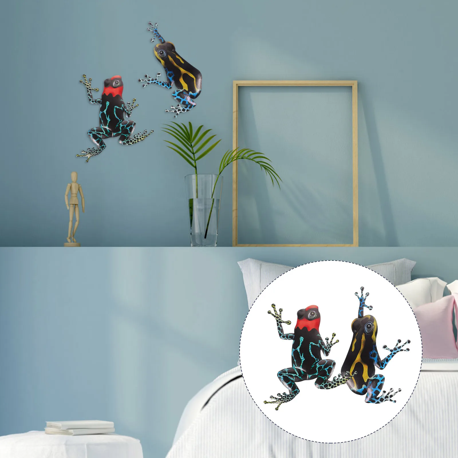 

2pcs Iron Frogs Wall Decor Hanging Lifelike Pendant For Home Bar Restaurant Desktop Tabletop Art Craft Metal Ornament