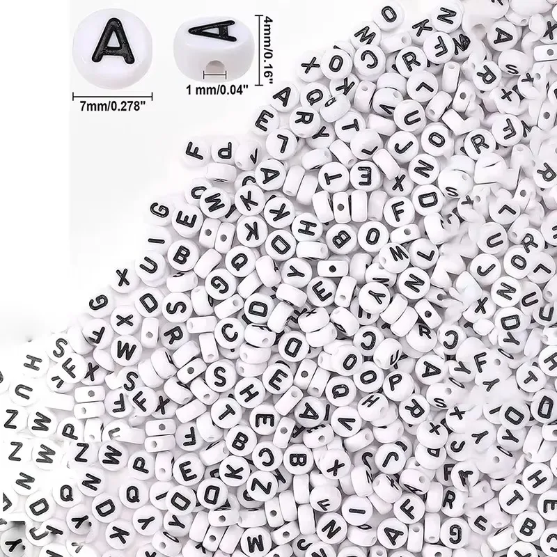 800Pcs 4x7mm Mixed Acrylic Alphabet Number Heart Star Beads Set DIY Handmade Bracelet Necklace Jewelry Making Spacer Beads