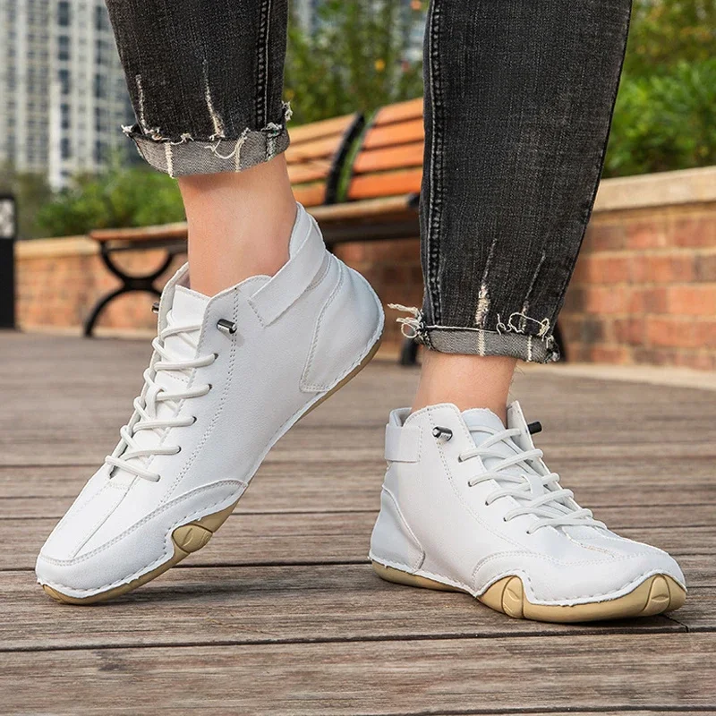 Leather Shoes For Men Casual Sneakers 2023 Waterproof Motorcycle Ankle Boots Italian Brand Men Shoes Luxury High Quality Loafers