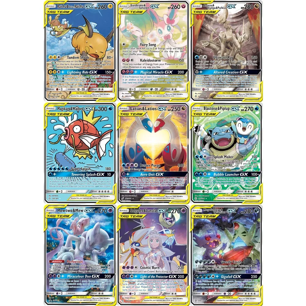 

9 шт. карты покемонов GX Latias Latios Gardevoir Sylveon Magikarp Wailord PTCG игровая коллекция Elite Trainer колода карты Покемон подарок