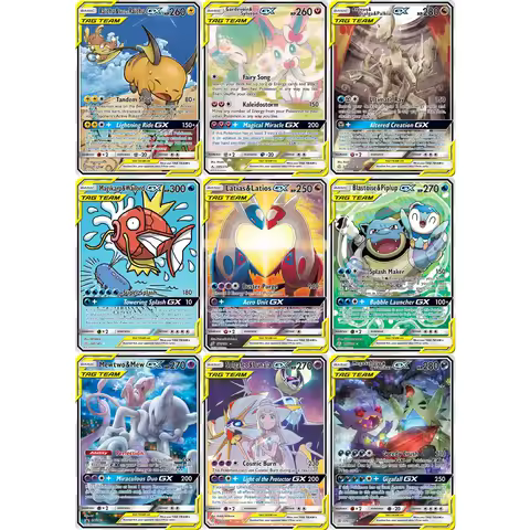 9Pcs Pokemon Cards GX Latias Latios Gardevoir Sylveon Magikarp Wailord PTCG Game Collection Elite Trainer Deck Card Pokemon Gift