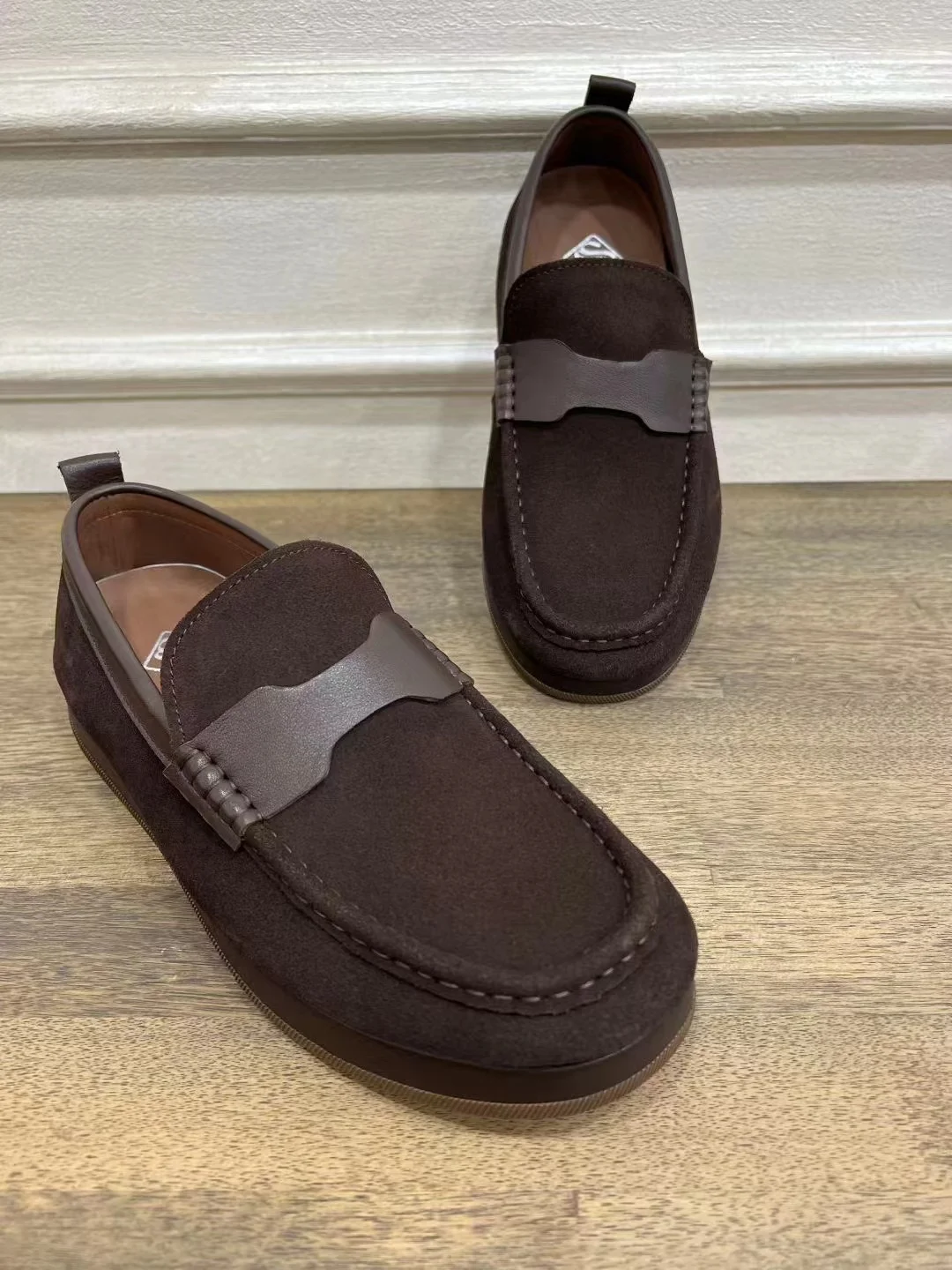 

New 962 Men's Casual Comfortable Pure Leather oes High Quali Ele Faionable Personali round Toe Flat Heel Rubber Sole