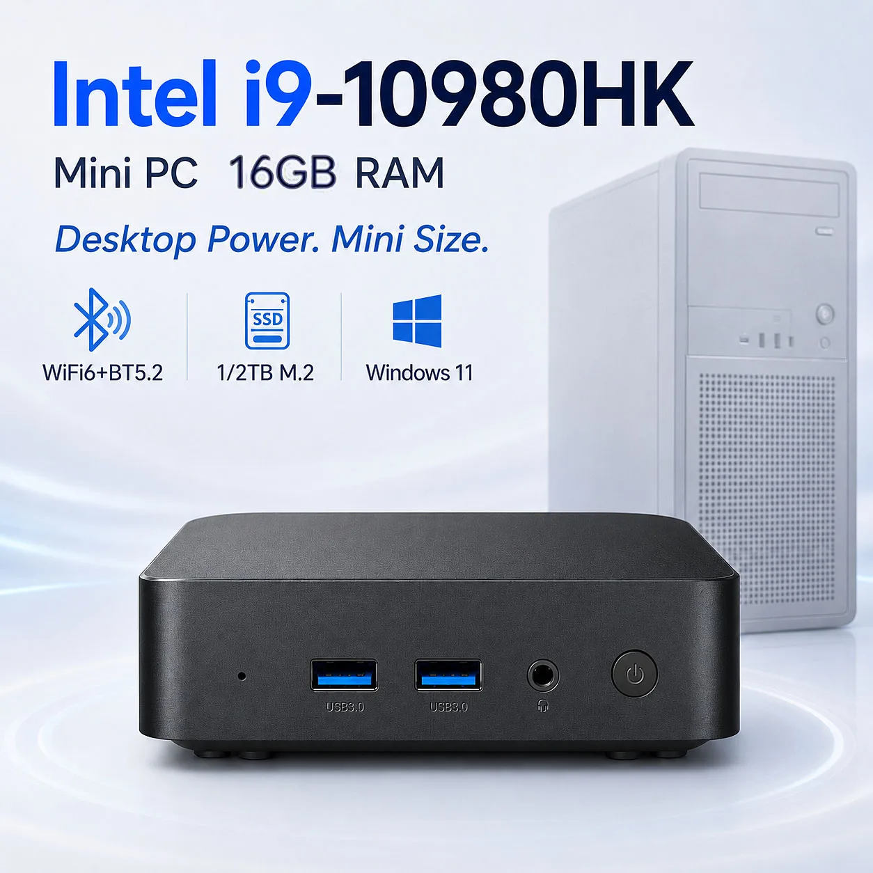 새로운 미니 PC 윈도우 11 인텔 코어 i9 10980HK/N150 16GB 램 1TB SSD WiFi 6 BT5.2 4K HD 미니 게이밍 사무용 학습용 컴퓨터