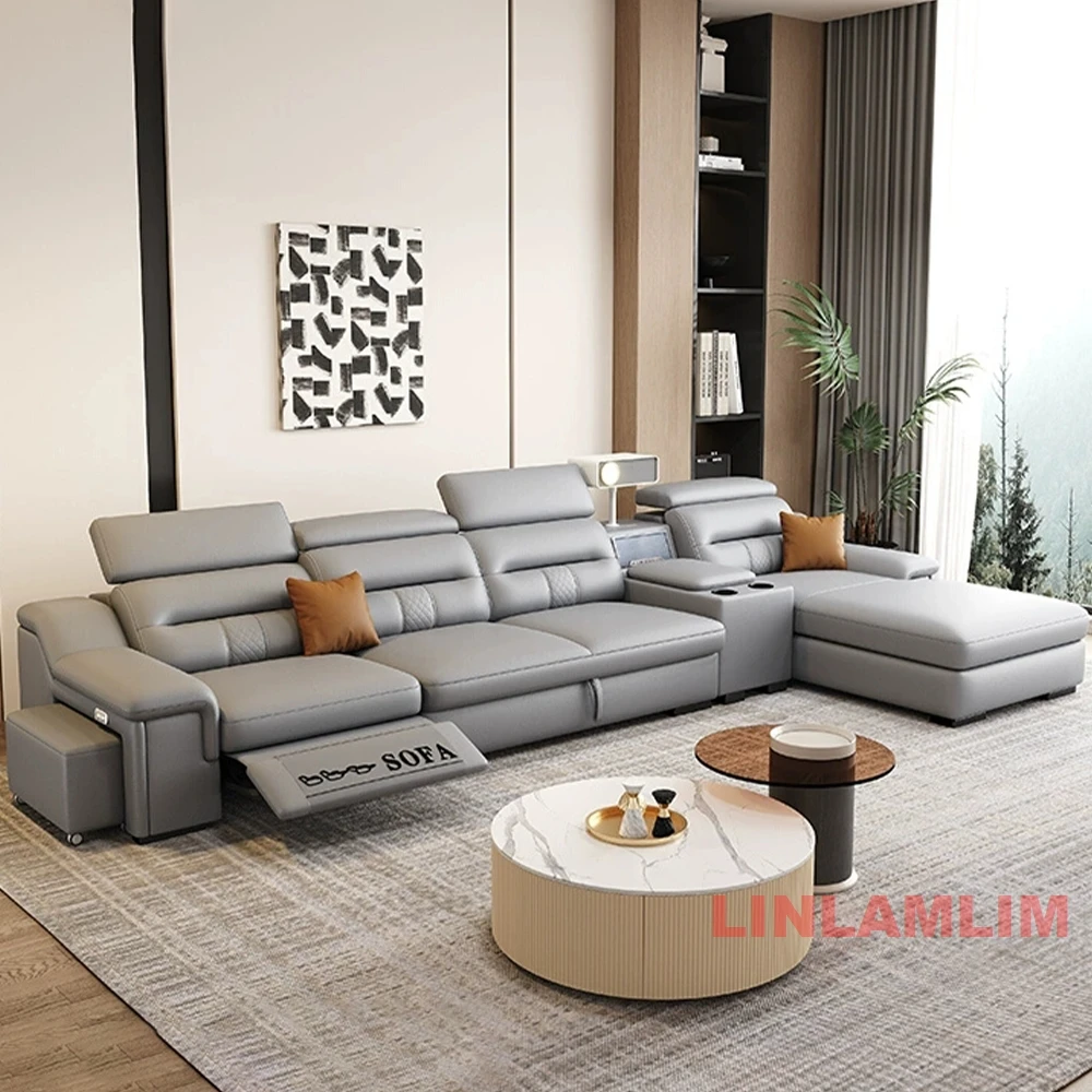 MANBAS Multifunctional Convertible Sofa Bed Electric Reclining Sectional Couch, Folding Sofa Cama With Power Recliner & Storage