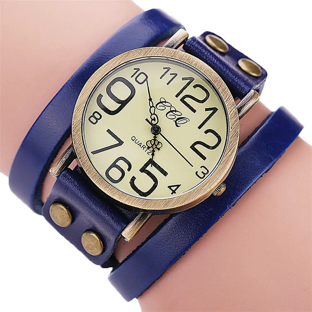 Vintage Cow Leather Bracelet Watch Women Leather Bamboo Women Watch  Classic Reloj Mujer Relogio Feminino