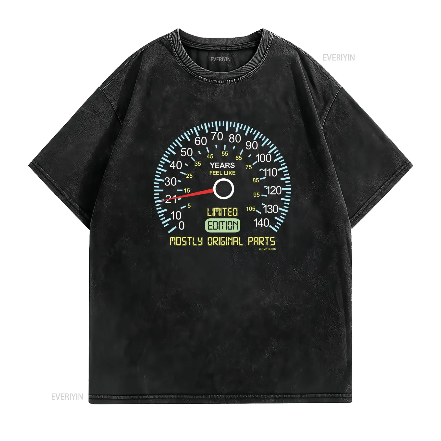 Mens 21St Birthday T Shirt Speedometer Limited Edition vintage Washed Stylish graphic designer clothes fashion Unisex Versatile