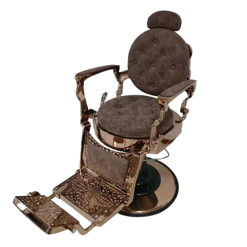 Great Foshan Factory New Arrival Brown Gold Vintage Barber Chair for Hair Salon Furniture
